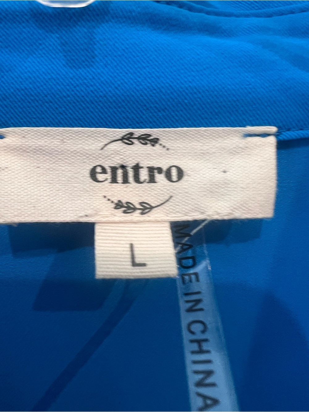 Entro Bright Blue Button Up Dress Tunic Size Large - Picture 3 of 16